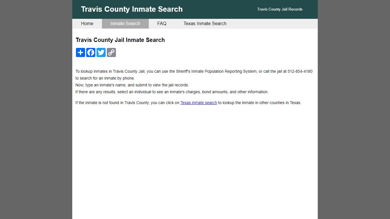 Travis County Jail Inmate Search